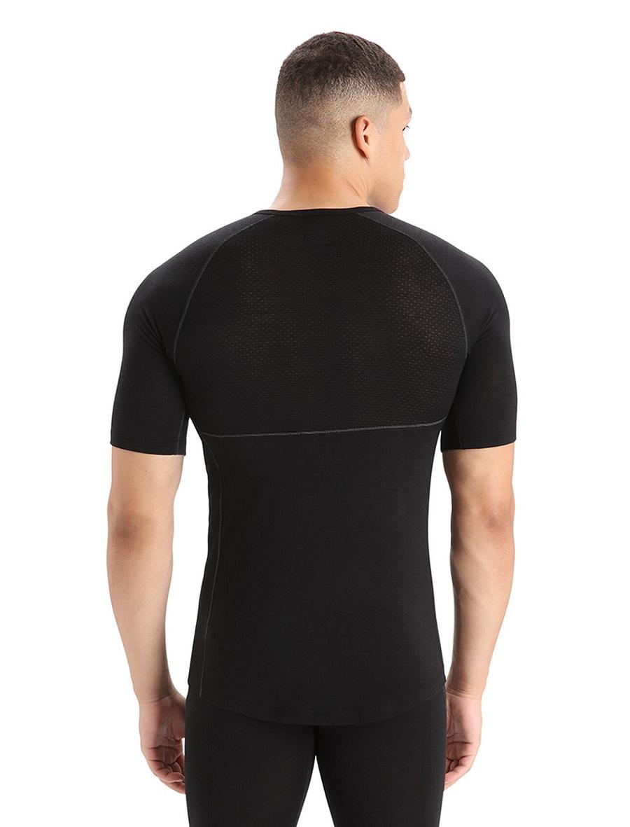 Base Layers Icebreaker BodyfitZone™ Merino 150 Zone Corta Sleeve Crewe Thermal Top Homme Noir | FR 1334ILHS